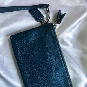 COACH navy double wristlet